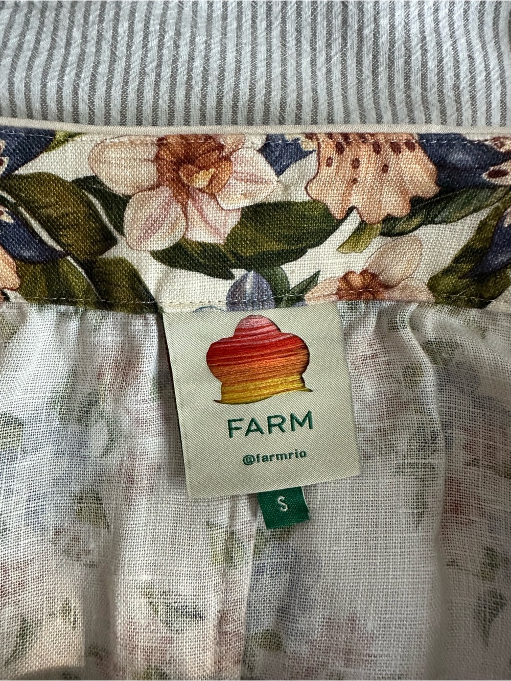 Farm Rio Floral Linen Midi Skirt Sand - Picture 4 of 5